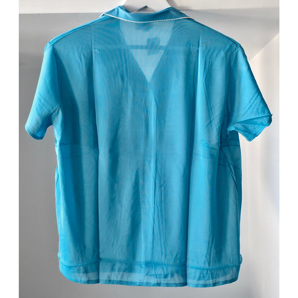 VINTAGE *NEW* 1960's  Women's Blue Pajama Set with White Trim 100% Acetate Size 40
