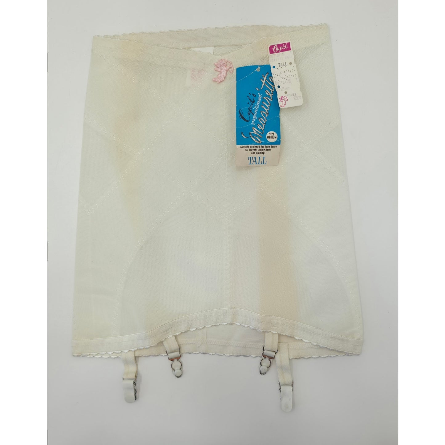 VINTAGE *PRISTINE* 1960's Cupid Women's White Shapewear Girdle w/ Garters Size M