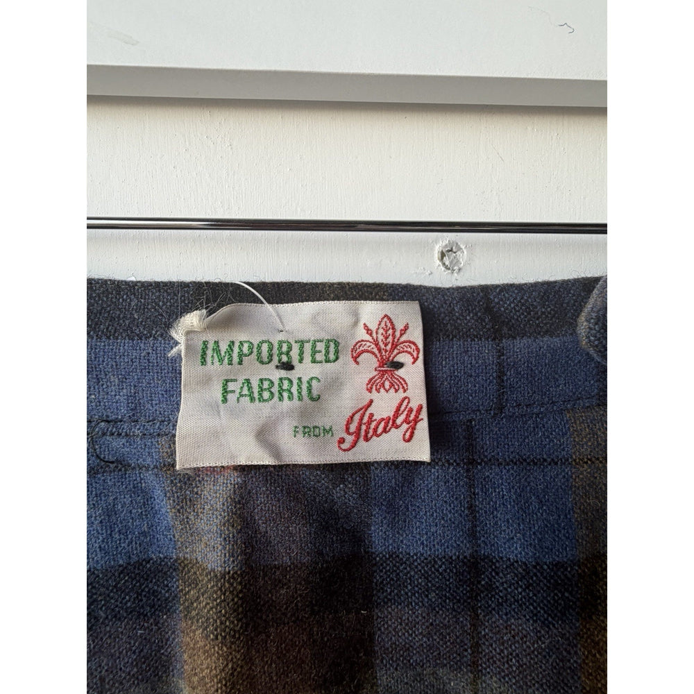 VINTAGE *NEW* 1960's Italian Plaid Mid-length Backslit Skirt Size