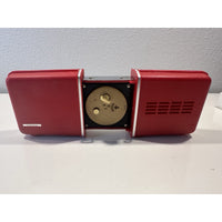 VINTAGE *NEW* 1960's/1970's Travel Clock Radio, Open/Shut Red Case