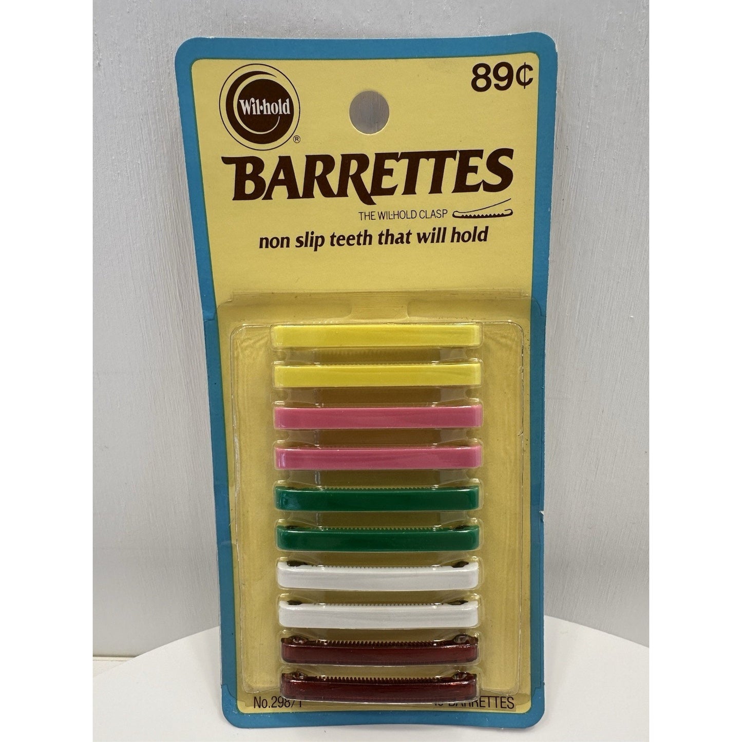 VINTAGE *NEW* 1970's Wil-hold 298/1 Non-Slip Barrettes - Pack of 10