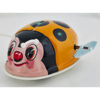 VINTAGE *NEW* 1960's K Lady Bug Wind-Up Metal Toy - Yellow
