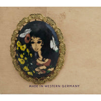 VINTAGE 'NEW' 1950's Western Germany Victorian Style Portrait Brooch | Pin