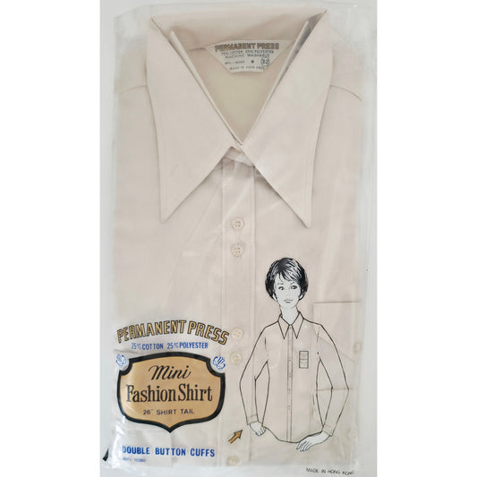 VINTAGE *NEW* 1970's Women's Taupe Button Down Long Sleeve Shirt Size 32
