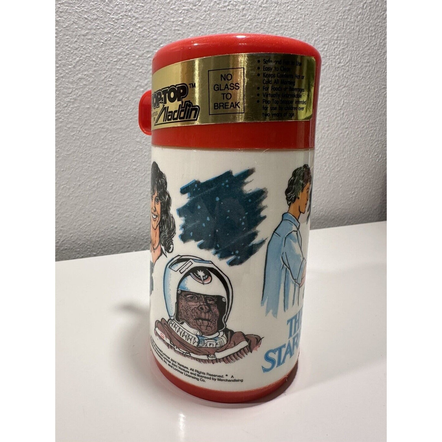 VINTAGE *NEW* 1980's Aladdin Last Starfighter 8oz Pop-Top Plastic Thermos