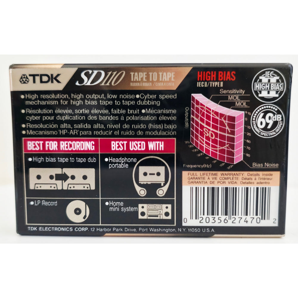 VINTAGE *NEW* 1980's TDK SD 110 High Bias Blank Audio Cassette Tape Sealed USA