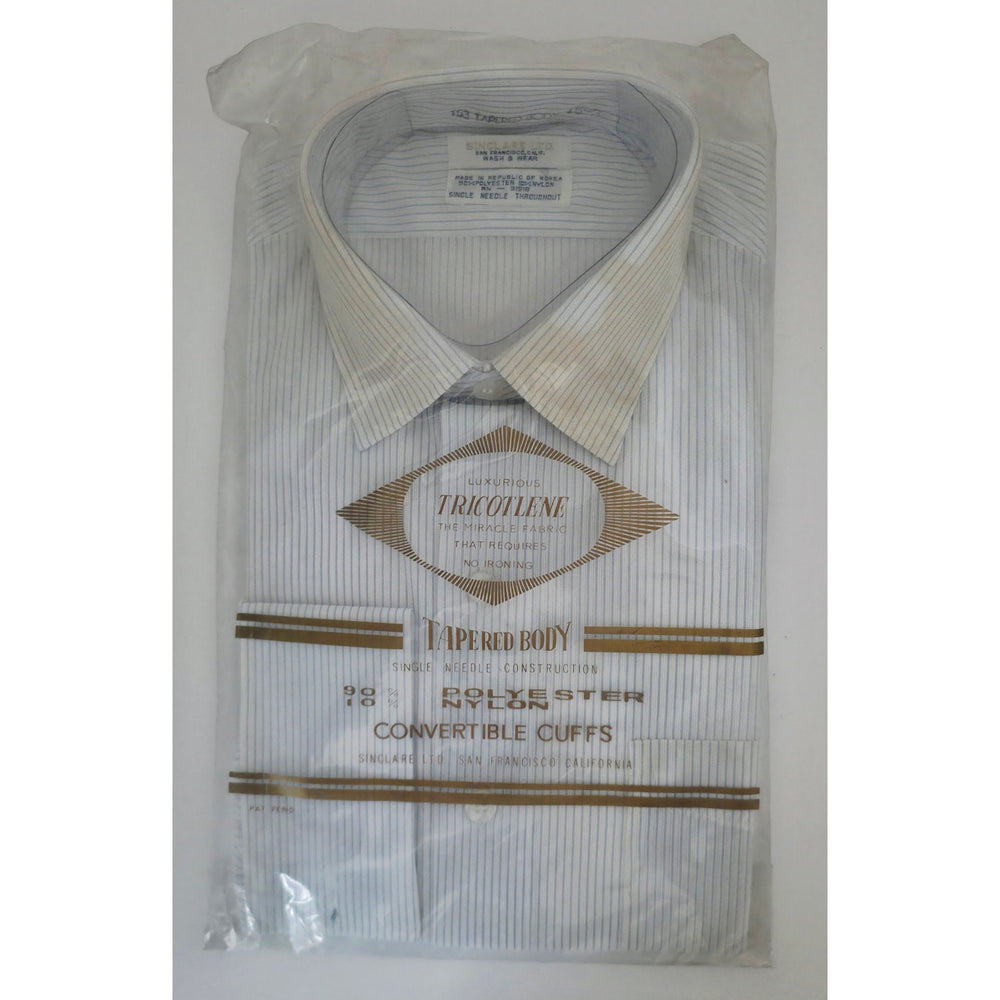 VINTAGE *NEW* 1960's Men's Striped Collared Shirt Polyester/Nylon Blend Size 15-32