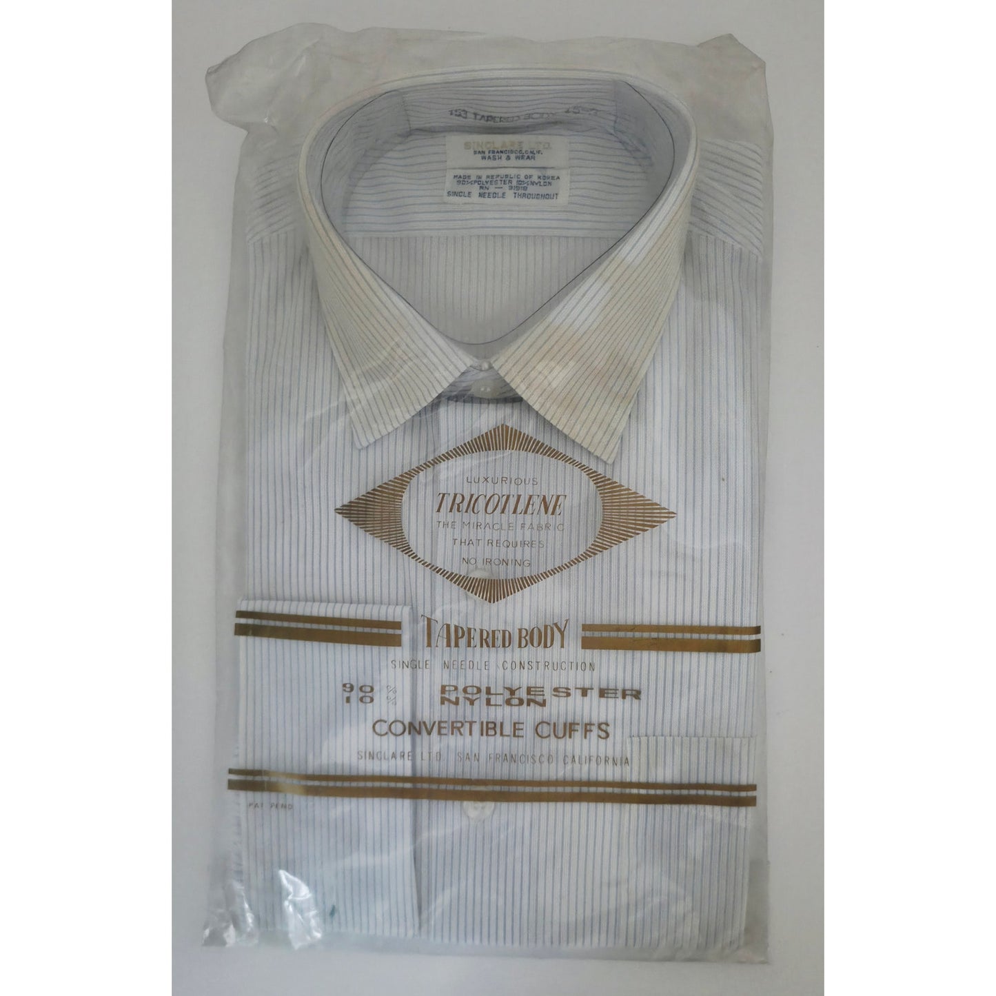 VINTAGE *NEW* 1960's Men's Striped Collared Shirt Polyester/Nylon Blend Size 15-32