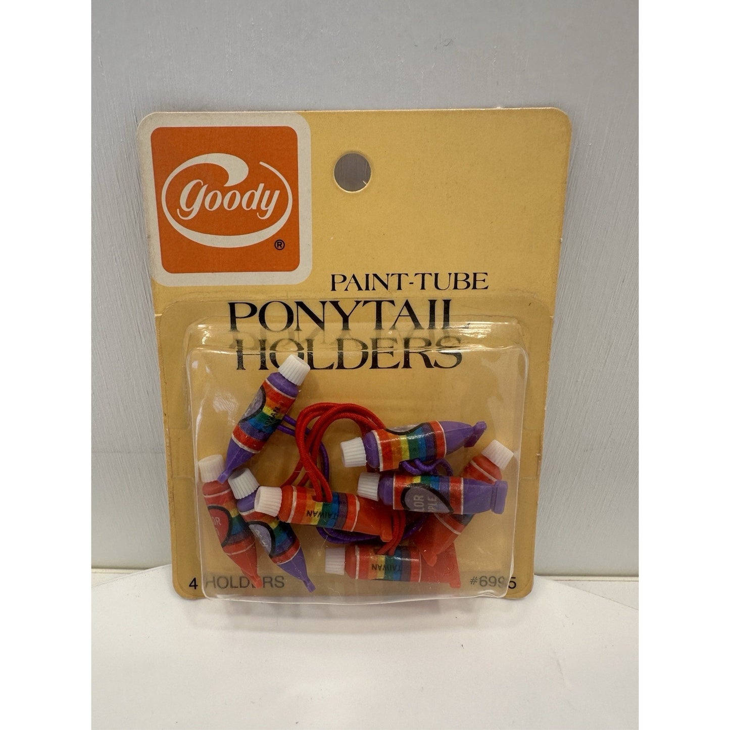 VINTAGE *NEW* 80' Goody Ponytail Holders Paint Tubes #6995 Red/Purple