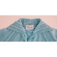 VINTAGE *NEW* 1960's Light Blue Collared Sweater with Buttons 100% Nylon Size 38
