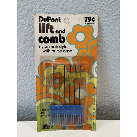 VINTAGE *NEW* 1970's Blue DuPont Lift and Comb Nylon Hair Styler w/Case