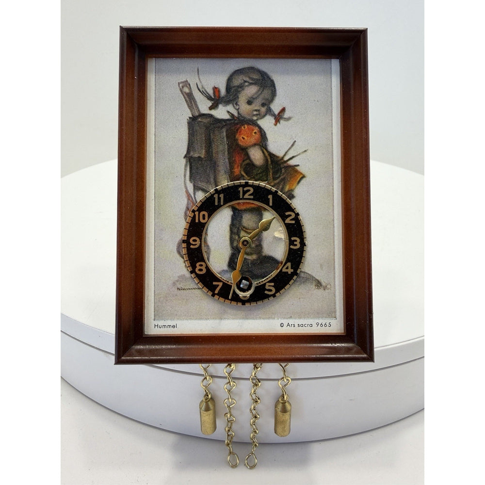 VINTAGE *NEW* 1960's Hummel Mini Girl Hanging Linden Clock w Chimes Germany