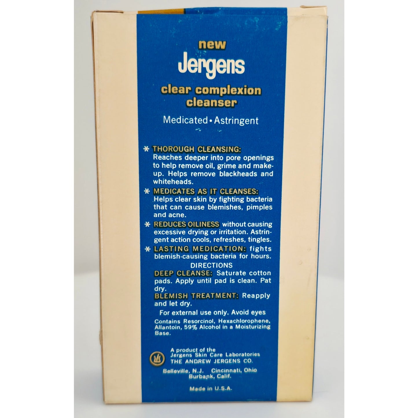 VINTAGE *NEW* 1970's Jergens Clear Complexion Cleanser Medicated Astringent 4oz