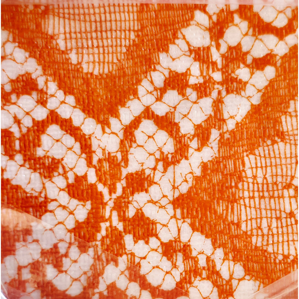 VINTAGE *NEW* Diamond Lace Square 52"X70"" Flannel Back Tablecloth USA - Orange