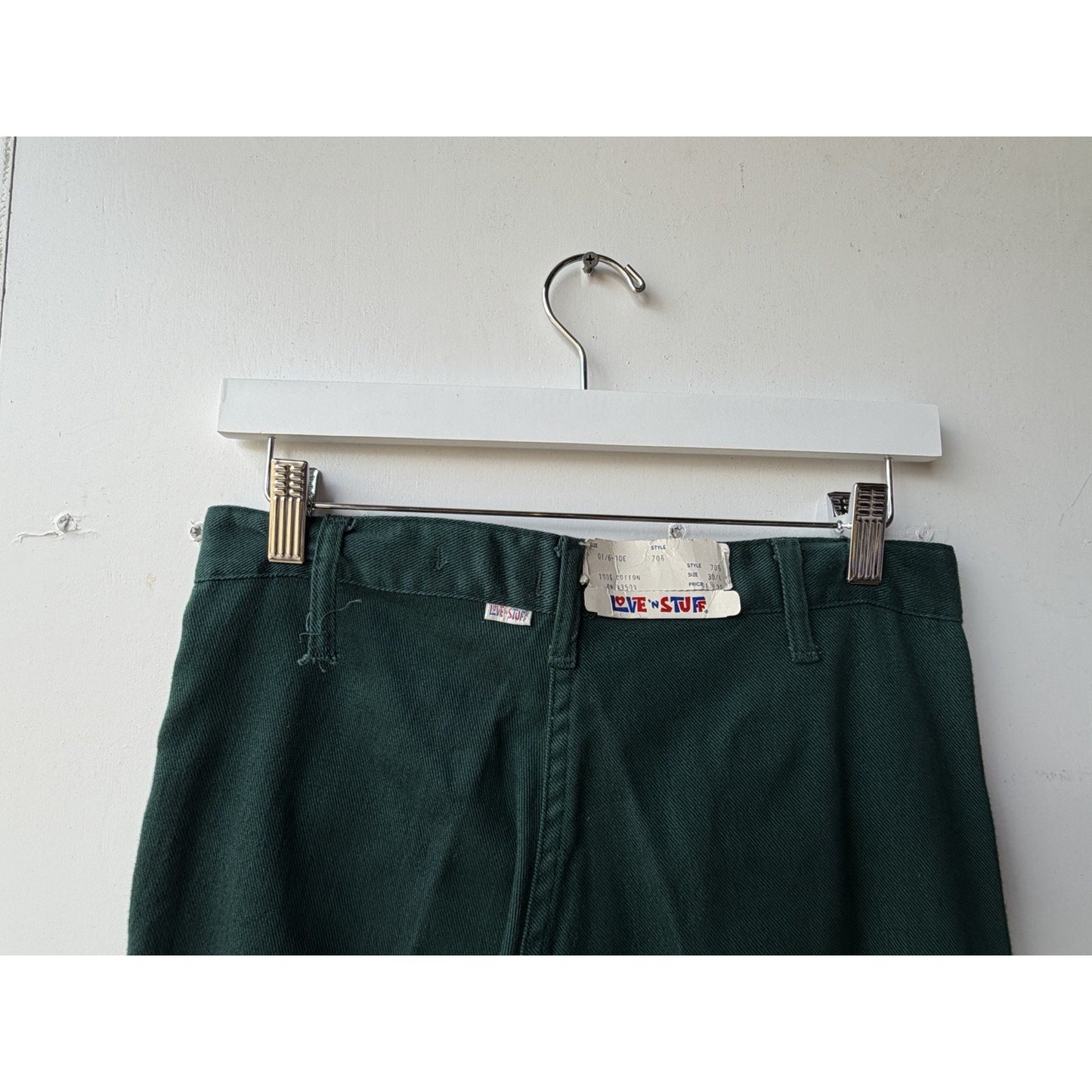 VINTAGE *NEW* 1960's Love N' Stuff Turquoise Twill Botton Pocket Pants Size 30