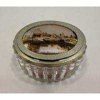 VINTAGE *NEW* 1950's Old Master Silk Printed Silk Seaside Trinket Box