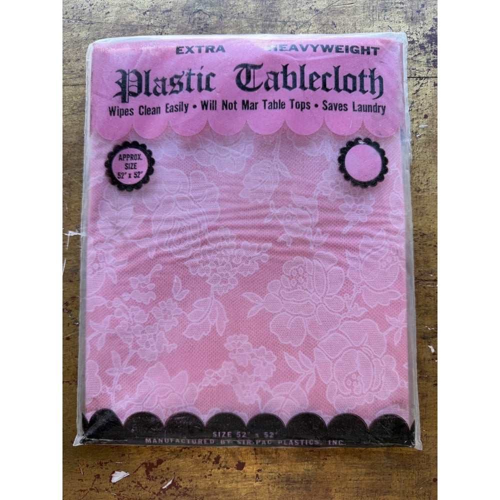 VINTAGE *NEW* 1960's Heavyweight Plastic 52" X 52" Tablecloth USA