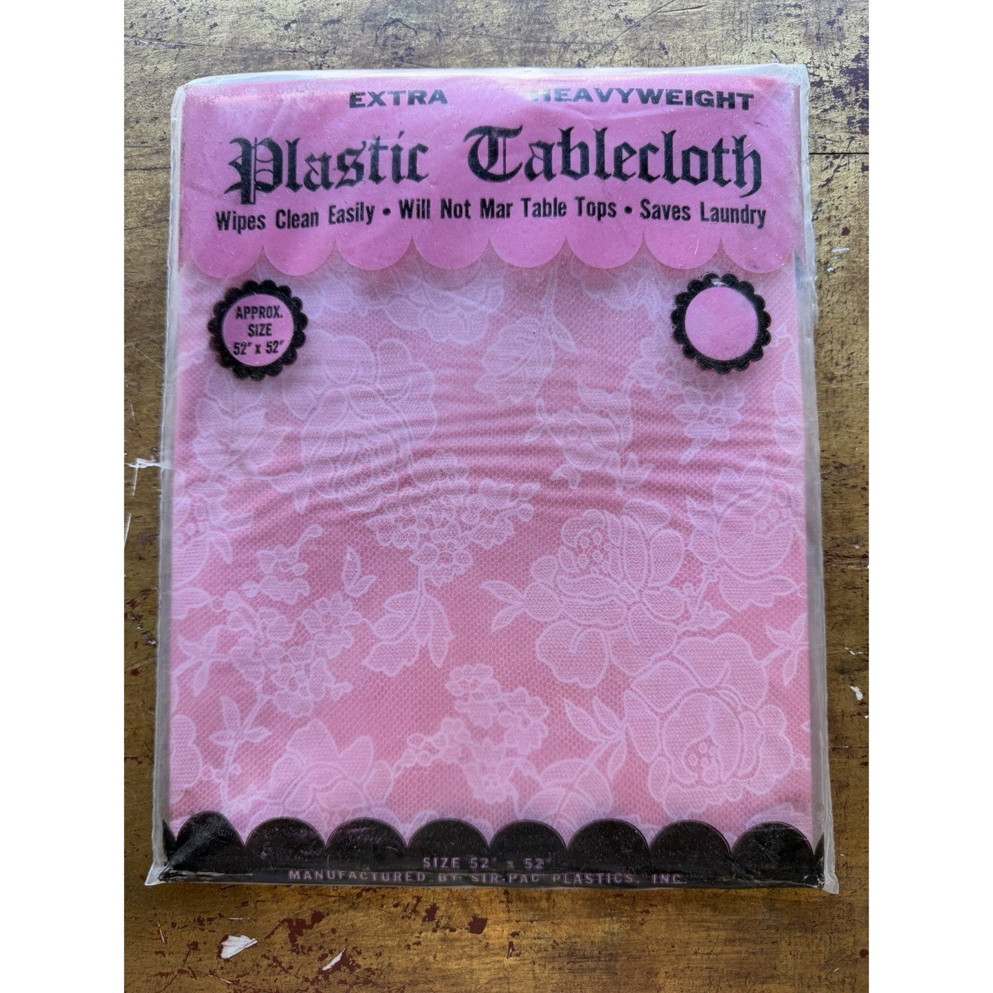 VINTAGE *NEW* 1960's Heavyweight Plastic 52" X 52" Tablecloth USA