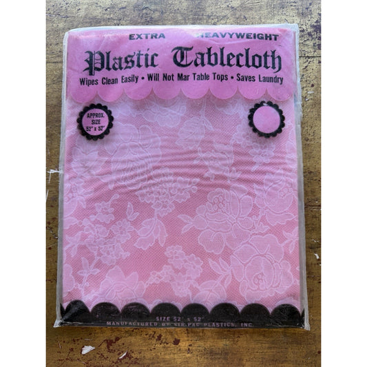 VINTAGE *NEW* 1960's Heavyweight Plastic 52" X 52" Tablecloth USA
