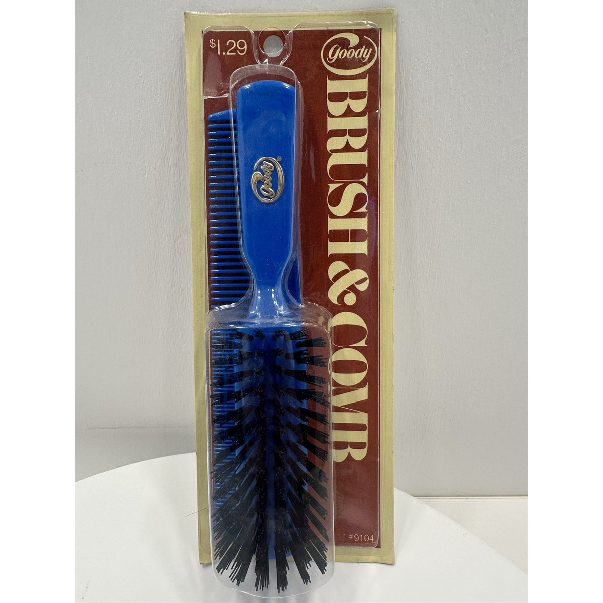 VINTAGE *NEW* 1975 Goody #9104 Blue Brush & Comb Nylon Bristle Matching Set