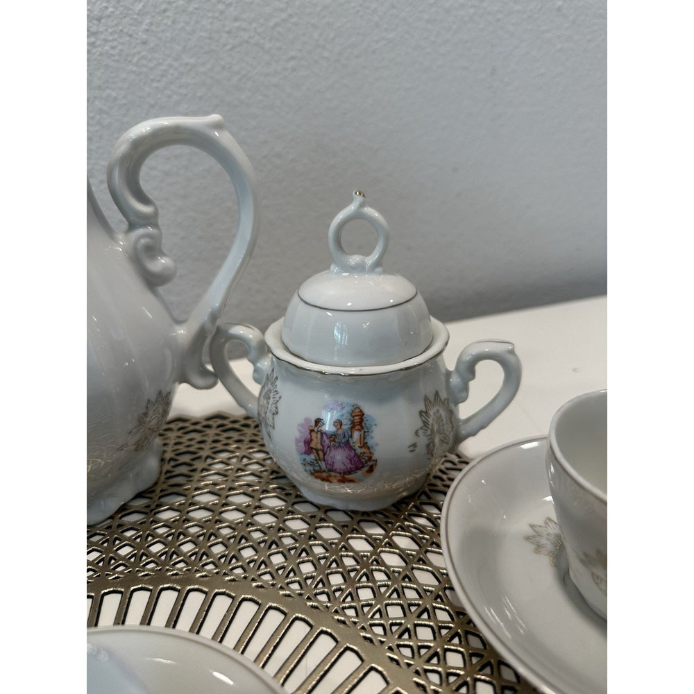 VINTAGE *NEW* 1960's 17 pc German Tea Set w/ Musical Tea Pot, Sugar, Creamer
