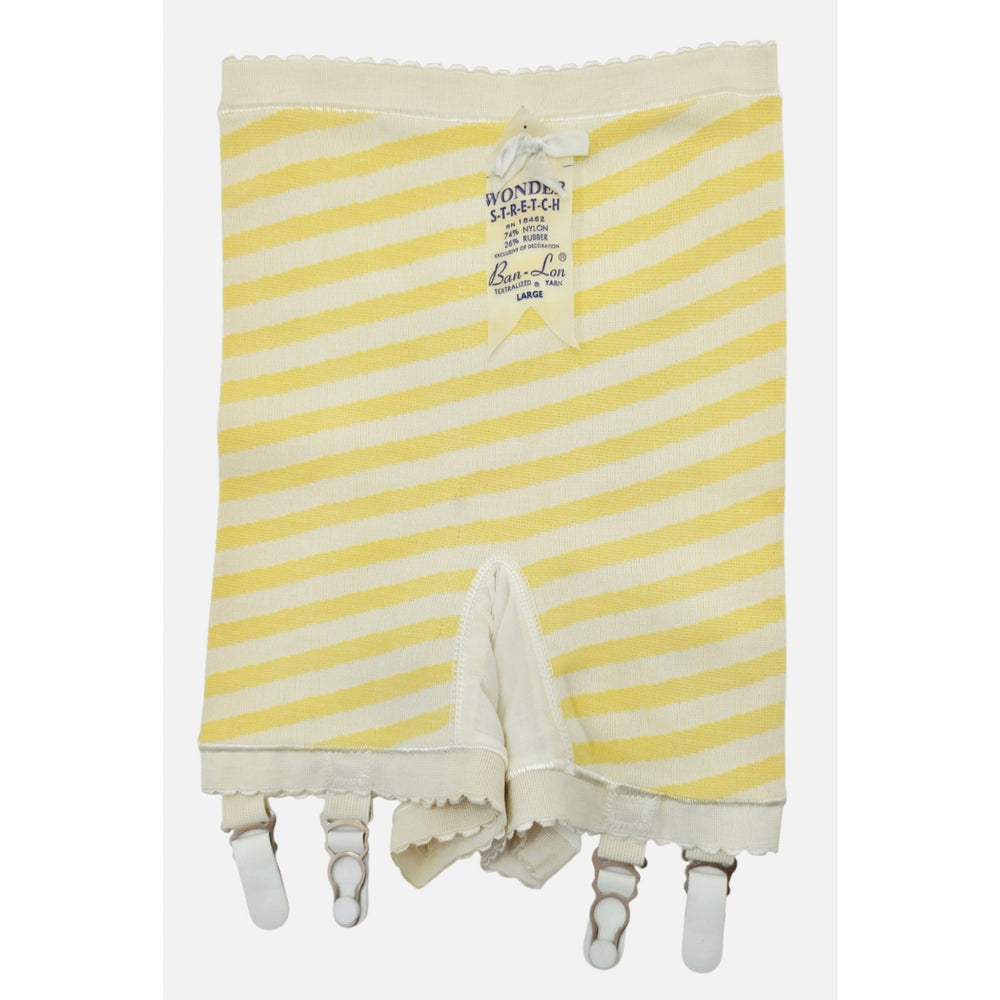 VINTAGE *NEW* 1960's Ban-Lon Women's Yellow & White Striped Girdle w/Garter Size L