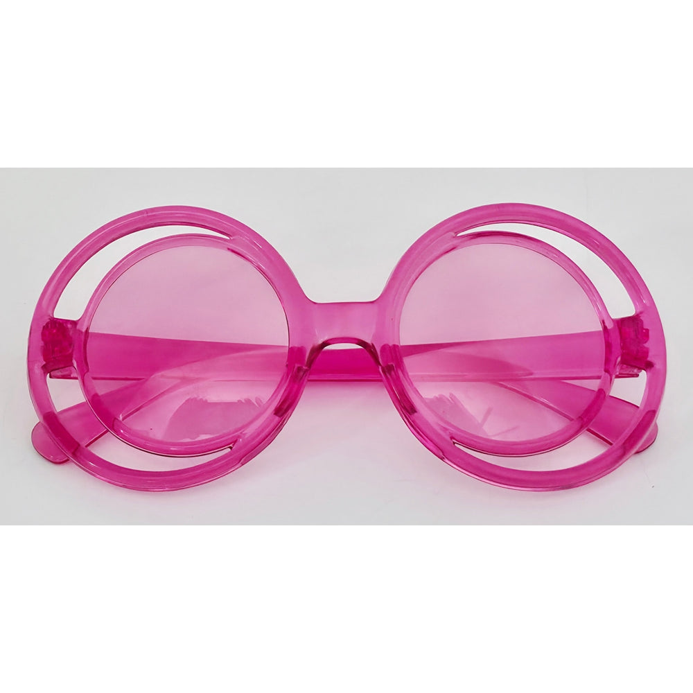 VINTAGE *NEW* 1970's Glam Unisex Pink Round Frame with Pink Lens Sunglasses