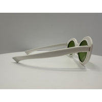 VINTAGE *NEW* 1970's Glam Unisex Sunglasses White Oval Frame