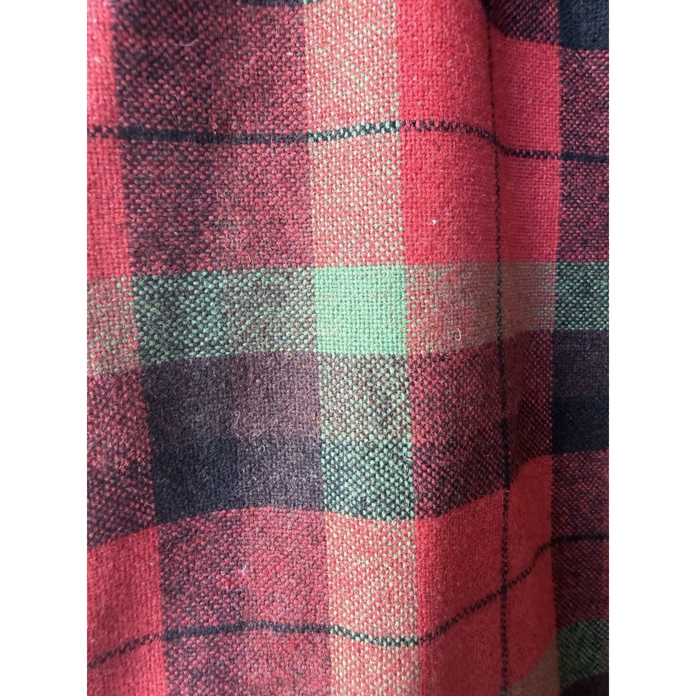 VINTAGE *NEW* 1960's Italian Red/Green Plaid Wool Mid Skirt