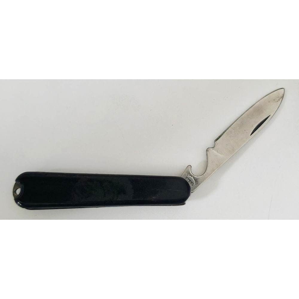 VINTAGE *PRISTINE* 1960's Black Stainless Steel Folding Pocket Knife