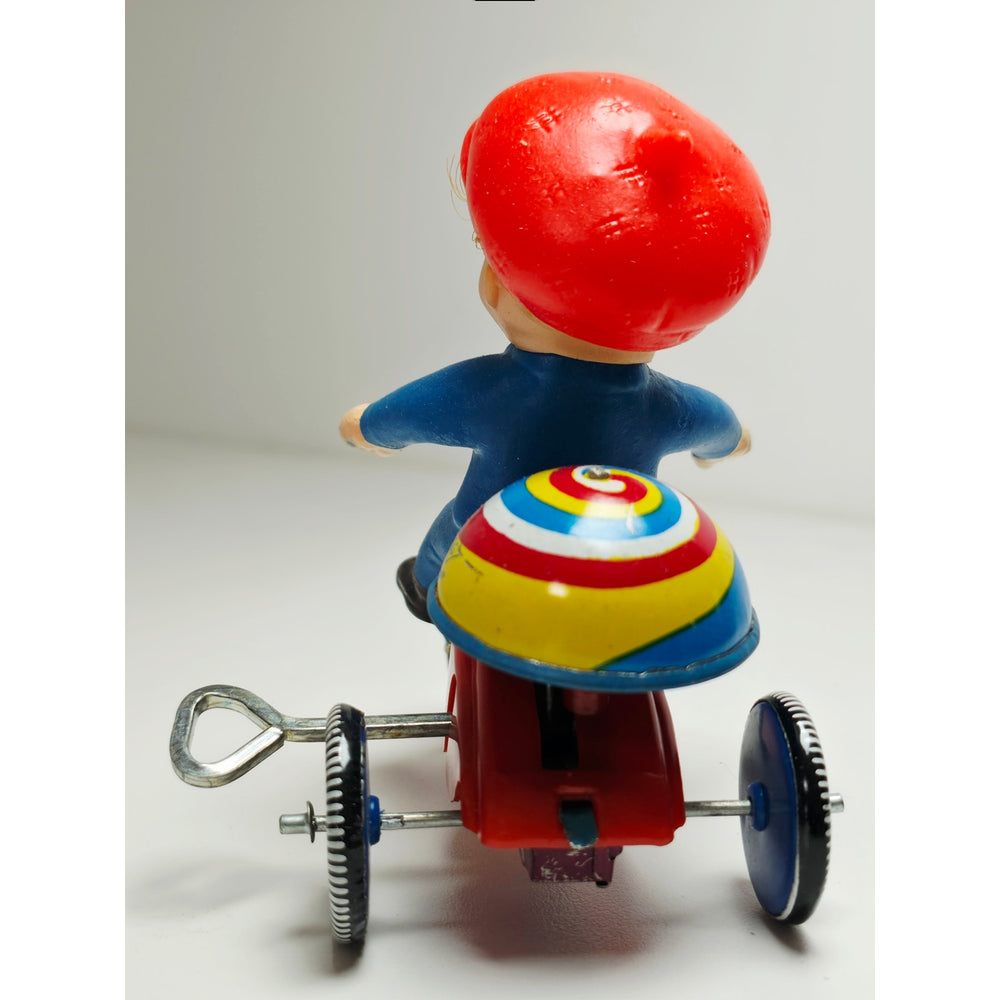 VINTAGE *NEW* 1960's Boy Tricycle Wind-up Toy w/Balloon