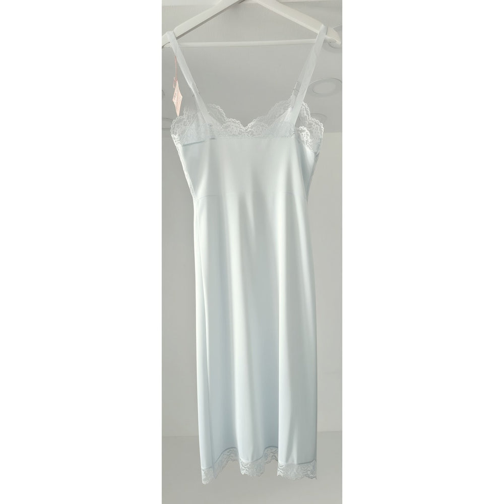 VINTAGE *NEW* 1960's Women's Light Blue with Lace Trim Slip Dress Size 34