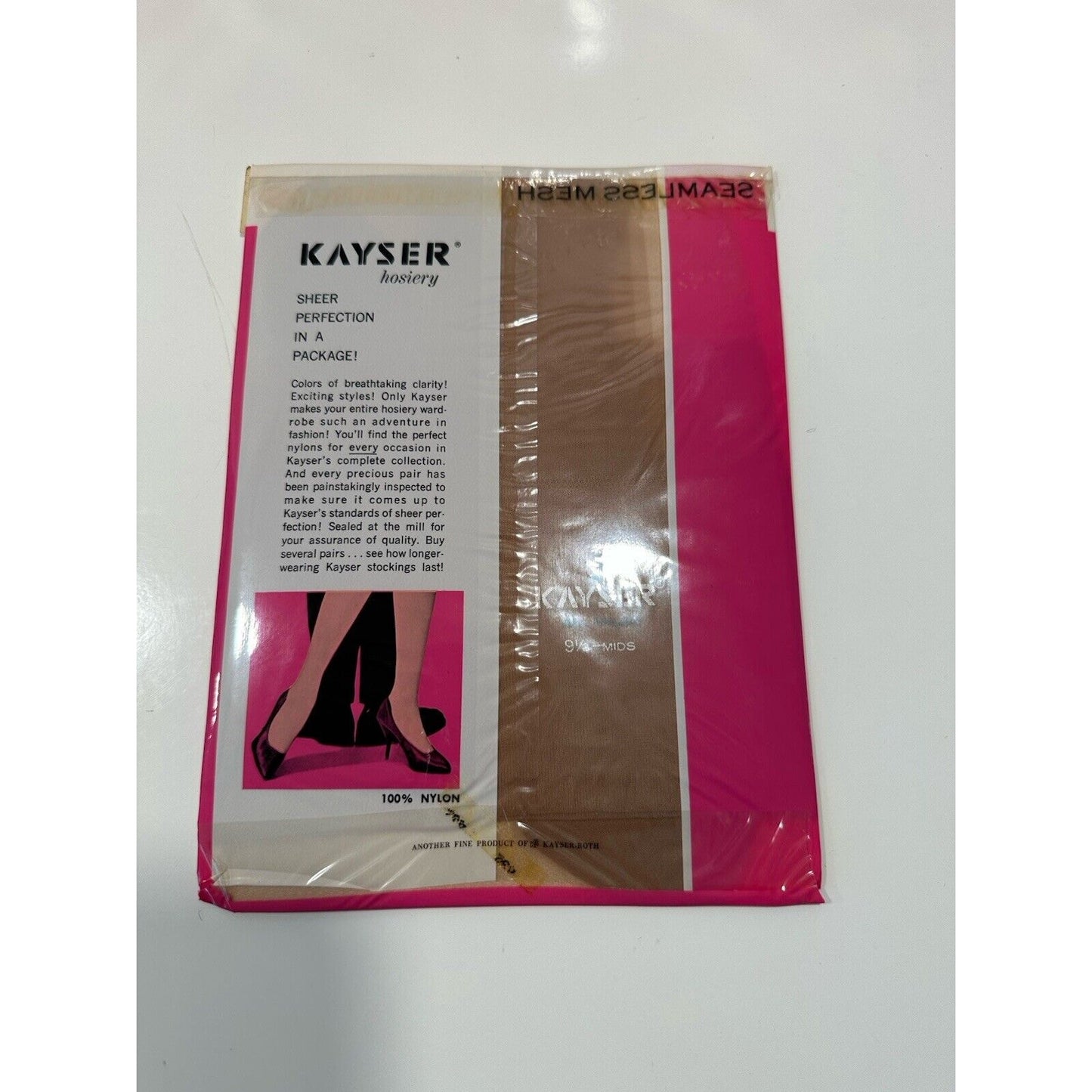 VINTAGE *NEW* Kayser Hosiery Seamless-Shell Beige Sz 9.5 X 6