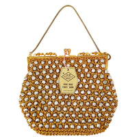 VINTAGE *NEW* 1960's Hand-Made Fancy Beaded Purse White Gold Strap
