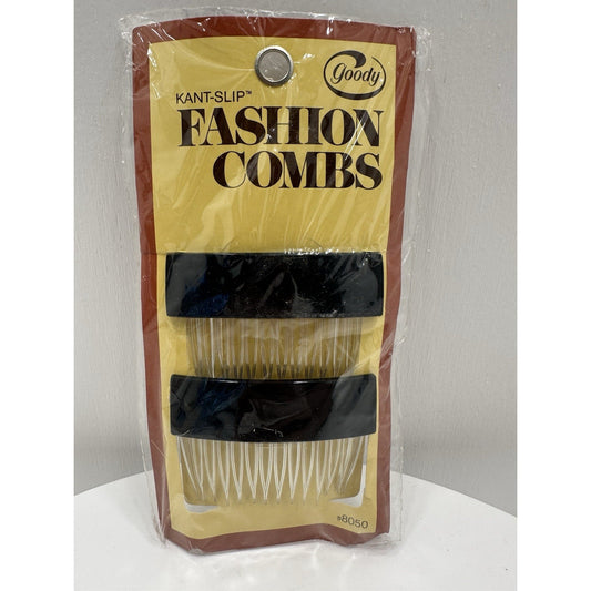 VINTAGE *NEW* 1975 Goody #8050 Kant-Slip Fashion Combs Black USA