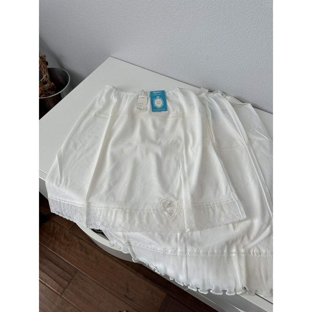 VINTAGE *NEW* Kayser Women's Slip/Petticoat Small White Nylon Set=4