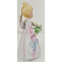 VINTAGE *NEW* 1980's April Angel Birthday Figurine w/Yellow Flowers - Porcelain