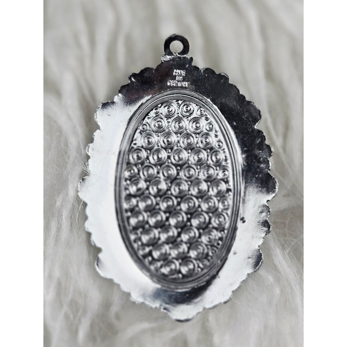 VINTAGE *NEW* 1950's Blue and Silver-Toned Religious Pendant 1.6"