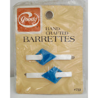 VINTAGE *NEW* 1982 Goody #733 White & Blue Hand Crafted Barrettes Set of 2 USA