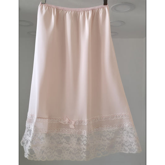 VINTAGE *NEW* 1960's Women's Light Pink Slip | Skirt w/White Lace Trim Size M