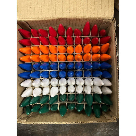 VINTAGE *NEW* 1970's Christmas Light Bulbs C6 Set of 100 - 5 colors