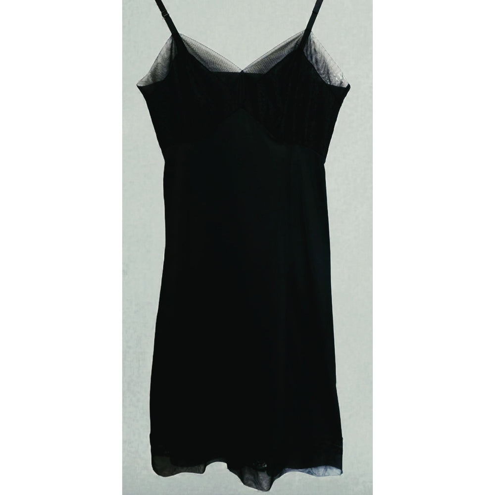 VINTAGE *NEW* 1960's Van Raalte Women's Black with Lace Trim Slip Dress Size 38