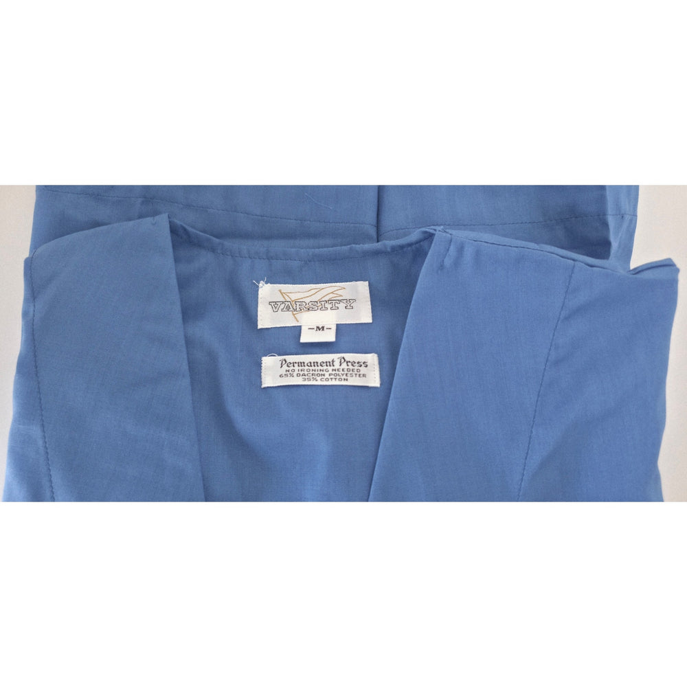 VINTAGE *NEW* 1970's Women's Blue Scrubs | Top & Pants | Kimono with Pink Belt Size M