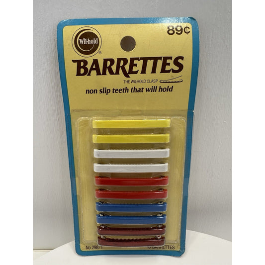 VINTAGE *NEW* 1970's Wil-hold 298/1 Non-Slip Barrettes - Pack of 10