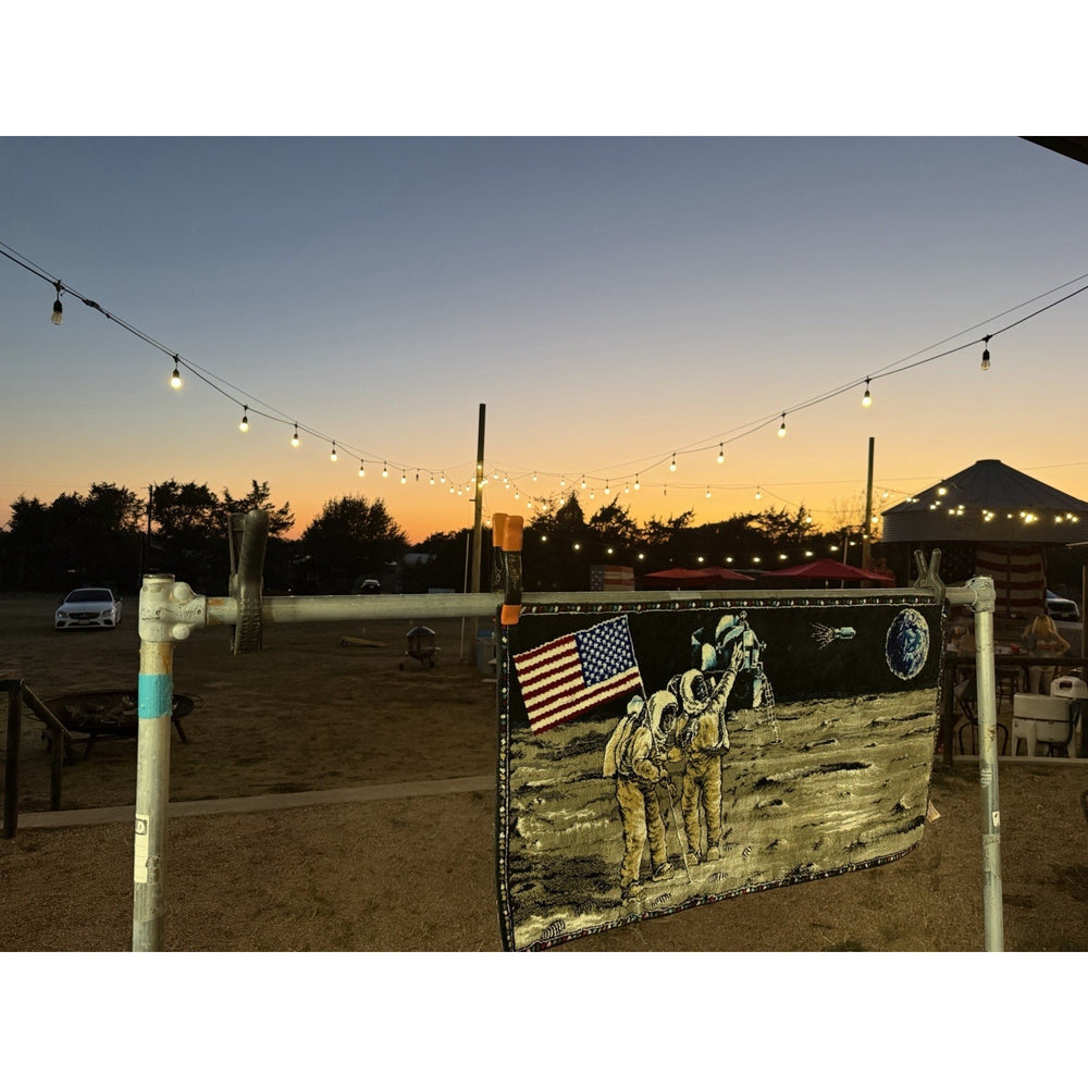 VINTAGE *PRISTINE* 1960's Landing On The Moon Velvet Tapestry