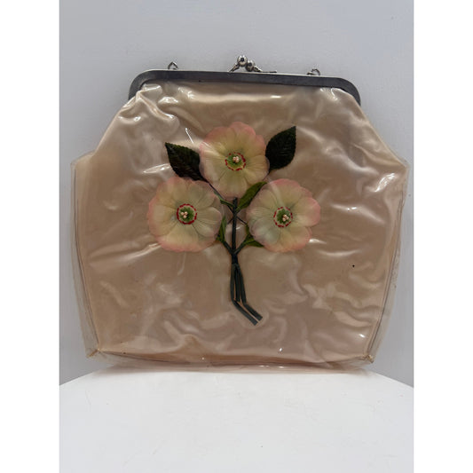 VINTAGE *NEW* 1950's Clear Vinyl Floral Handbag with Original Packing