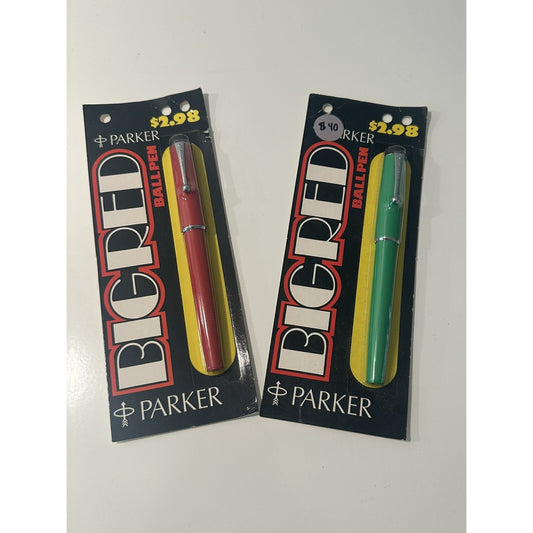 VINTAGE *NEW* Parker Big Red Ball Pens Green/Red Bundle
