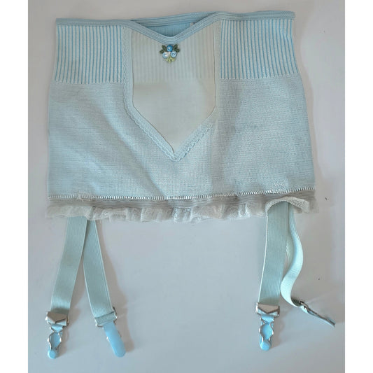 VINTAGE *NEW* 1950's Women's Light Blue Girdle Garter Belt w/Heart Rayon Size M (26)