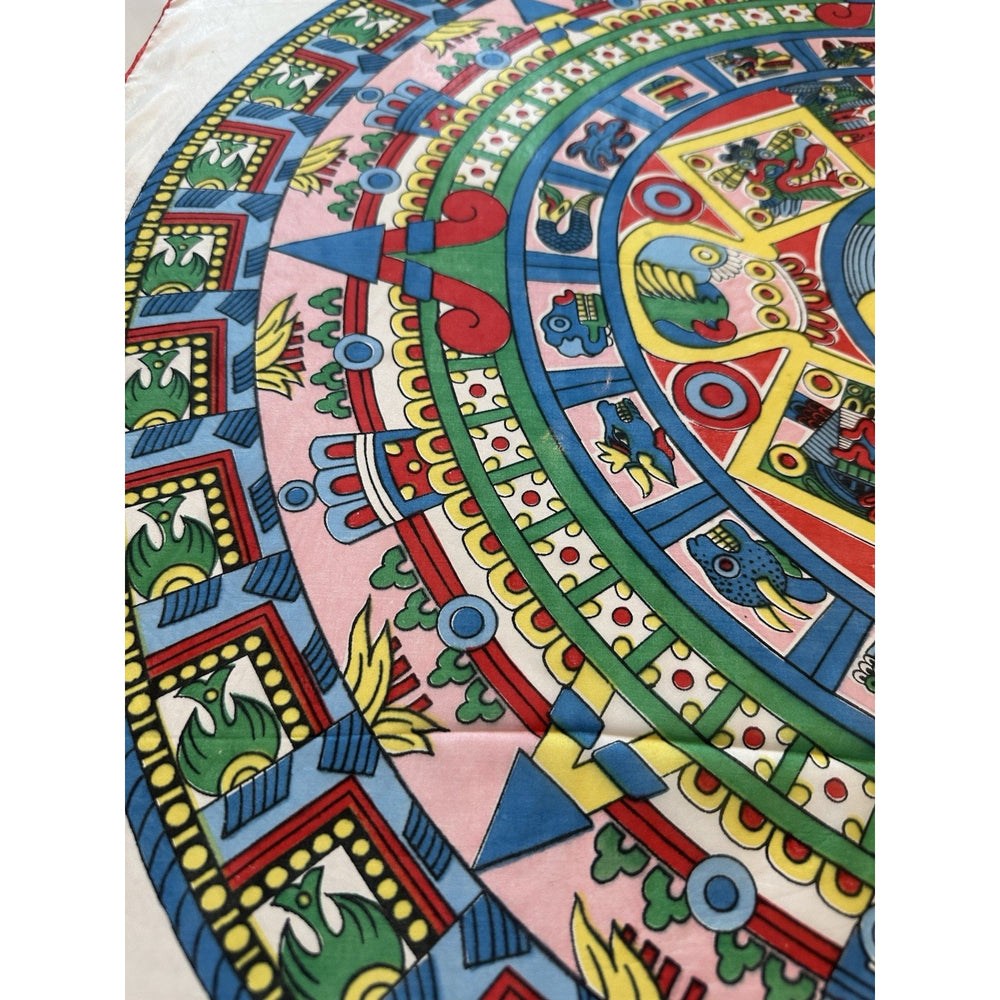 VINTAGE *NEW* 1950's Japanese Hand Printed Silk Rayon Scarf 31" x 31" Japan