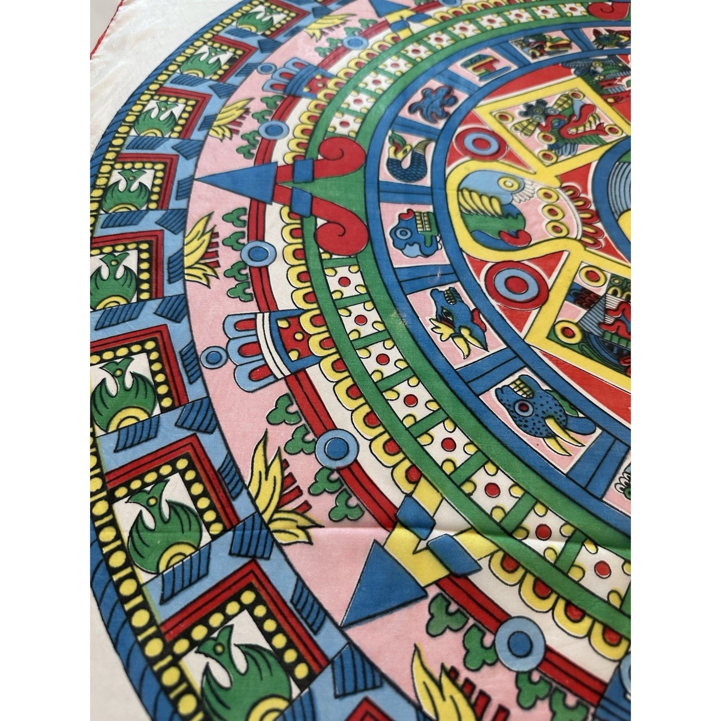 VINTAGE *NEW* 1950's Japanese Hand Printed Silk Rayon Scarf 31" x 31" Japan